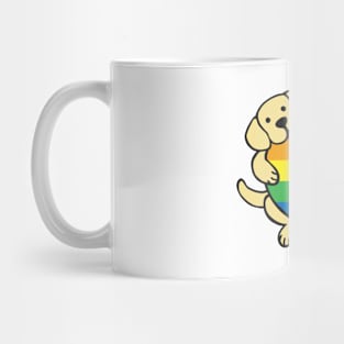 Yellow Labrador Holding Rainbow Heart Mug